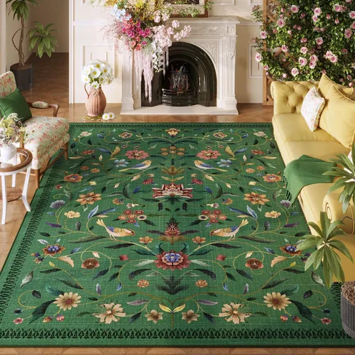 Vista 34 de Alfombra de entrada vintage con medallón floral de 2 x 3 pulgadas, lavable a máquina, alfombra de entrada de pelo bajo, suave, pequeña, alfombra