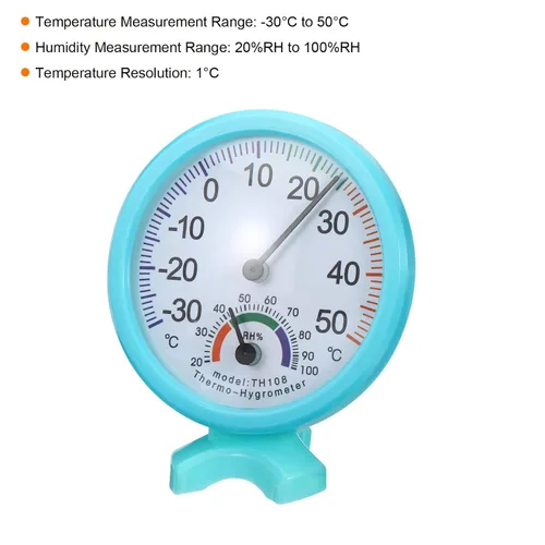 Vista 3 de PATIKIL Termómetro higrómetro de interior de 2.953 in, paquete de 2 mini medidores de medición automática de temperatura y humedad con base