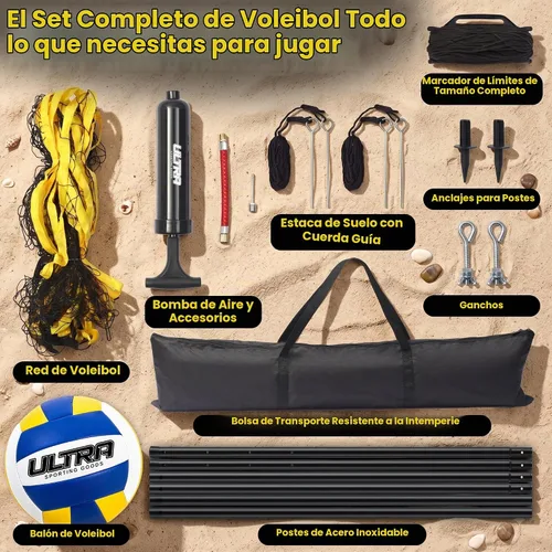 Vista 2 de Volleyball Net for Backyard, Regulation Size 32x3FT, Portable Outdoor