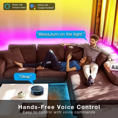 Vista 2 de DAYBETTER Luces LED inteligentes WiFi, tira de luces LED RGB de 25 pies compatibles con Alexa y Google Assistant, control remoto por voz