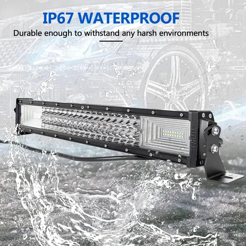 Vista 8 de SKYWORLD 22 pulgadas 270 W triple fila 7D LED barra de luz de trabajo Spot Flood Combo Beam DC 12V-24V 6000K impermeable vehículos todoterreno 4x4