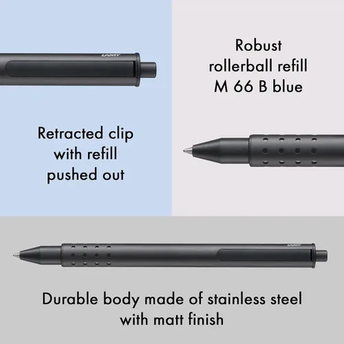 Vista 3 de LAMY L331 - Bolígrafo roller, a base de agua, Swift, negro, importado genuino