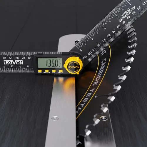 Vista 7 de LEXIVON Medidor de Ángulo Digital de Aluminio, Transportador Multiusos de 180mm/7 Pulgadas, Incluye Pantalla XL y Bolsa Resistente con Cremallera