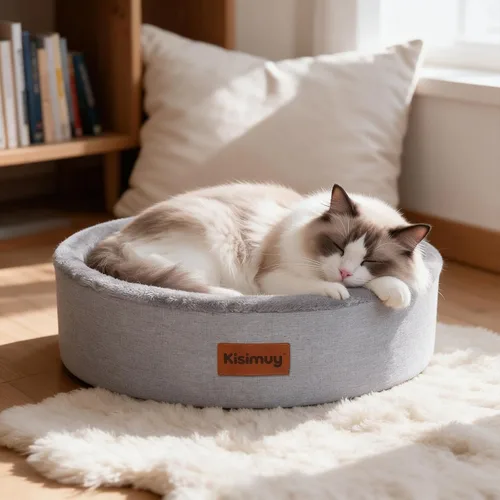 Vista 11 de Cama redonda calmante para gatos y perros para gatitos Gris