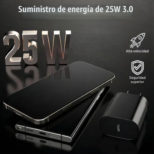 Vista 7 de Galaxy S25 S24 - Bloque de carga USB C de 25 W PD cargador súper rápido con cable tipo C, adaptador de enchufe de pared de 6 pies, carga rápida