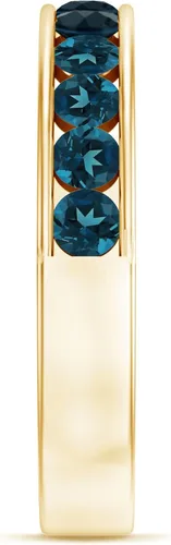 Vista 7 de Anillo de media eternidad con topacio azul londinense certificado para mujer, calidad AAA, anillo de piedra natal de diciembre, listo para regalar