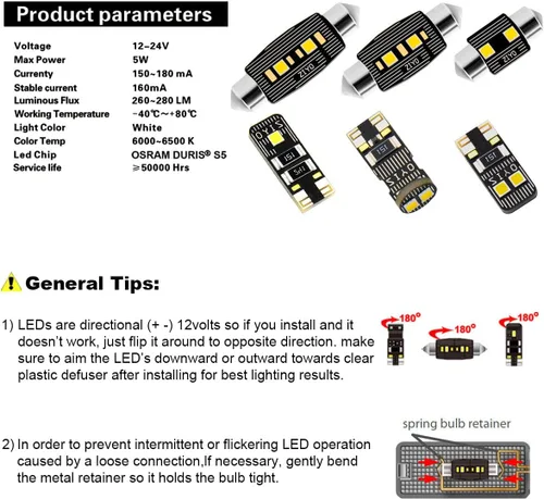Vista 6 de Kit de luces LED para interior Volkswagen Jetta MK5 2005-2010 de repuesto de bombillas de cúpula, 6000 K, luces LED blancas de xenón, accesorios