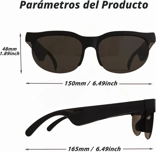 Vista 4 de Lentes inteligentes, lentes de sol polarizados Bluetooth con micrófono de audio integrado y altavoces con oreja abierta, protección UV y control