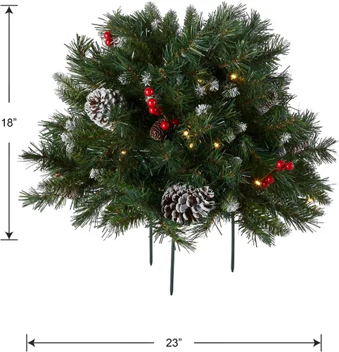 Vista 6 de National Tree Company - Relleno de urna artificial de Navidad pre-iluminado de 18 pulgadas con bayas esmeriladas, decoración de Navidad con conos