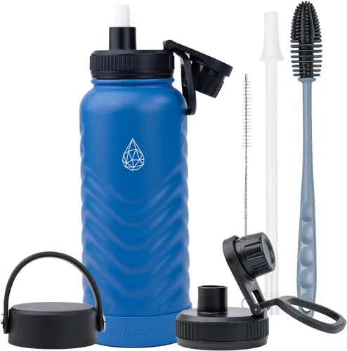 Vista 15 de Botella de agua aislada de acero inoxidable de 24 onzas con tapa de popote Verde
