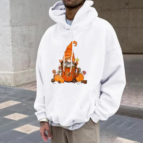 Vista 2 de Suéter de manga larga con estampado gráfico de gnomos de Navidad para hombre, de gran tamaño, de fácil ajuste, para correr, secado rápido