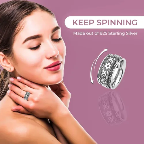 Vista 4 de Shop LC 925 Sterling Silver Spinner Ring Jewelry Gifts for Women Gifts for Women