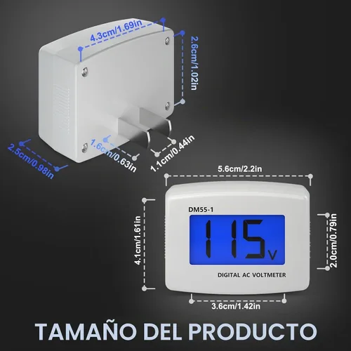 Vista 7 de DROK Probador de voltaje eléctrico AC 80-300V, pantalla LCD de enchufe plano, voltímetro de salida eléctrica, medidor de voltaje digital