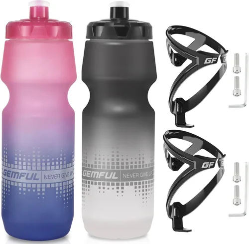 Vista 16 de GEMFUL Botella de agua para bicicleta de 24 onzas, paquete de 2 botellas de agua para ciclismo, sin BPA, con tapa a prueba de fugas, se adapta a
