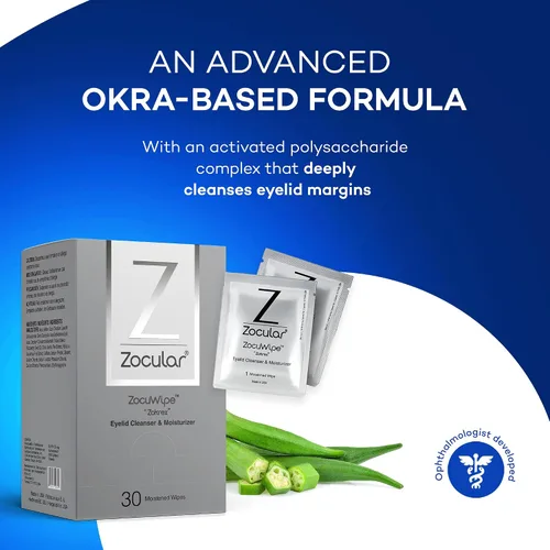 Vista 3 de Zocular Zocuwipe - Toallitas para párpados, limpieza e hidratación suaves, 15 unidades Okra-based Cleansing Formula, Eyelid Hygiene, Eyelid