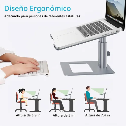 Vista 4 de BoYata Soporte para laptop, elevador de altura ajustable para portátiles de Gris