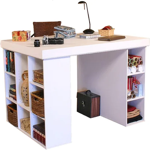 Vista 7 de Escritorio Centro de Proyectos con estantería y gabinete de 3 compartimientos, color negro