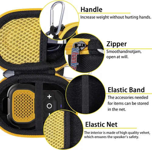 Vista 5 de khanka Reemplazo de carcasa rígida para noxgear 1.38 oz/DEWALT Jobsite (DCR008) Altavoz Bluetooth recargable USB-C (solo funda)