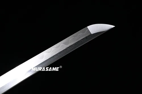 Vista 6 de MURASAME 41" Katana Espada Arcilla Templado Damasco Doblado Acero Real Hamon Latón Tsuba Muy Afilado