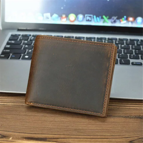 Vista 5 de LMMDDP Cartera de ranura para tarjetas múltiples, estilo vintage, con doble pliegue, cartera desgastada, 1 ud