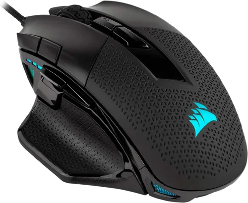 Vista 5 de Corsair Nightsword RGB - Mouse ergonómico óptico para juegos FPSMOBA con retroiluminación RGB LED 18000 DPI negro y MM700 RGB extendido de tela