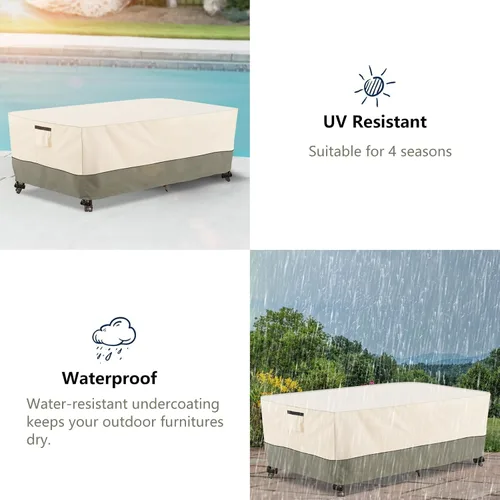 Vista 6 de Bitubi Funda para Mesa de Patio Rectangular/Ovalada de 60 Pulgadas, Funda para Mesa de Comedor Exterior Resistente e Impermeable para Invierno