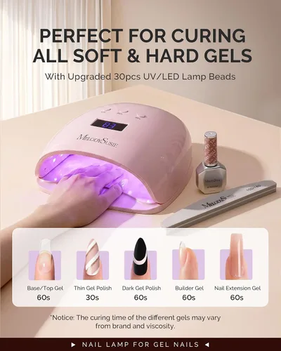 Vista 4 de MelodySusie P-Plus30I - Lámpara de uñas profesional LED UV, secadora de uñas de alta eficiencia con 3 temporizadores y base desmontable que cura