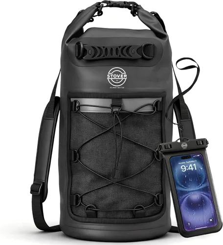 Vista 34 de STOVER 5/10/25/30/40/55L Waterproof Dry Bag- Roll-Top Backpack w/Phone Case- Kayaking, Hiking, Camping, Boating- Men/Women
