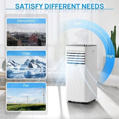 Vista 2 de TURBRO Finnmark - Aire acondicionado portátil de 8,000 BTU, deshumidificador y ventilador, unidad de aire acondicionado 3 en 1 para habitaciones