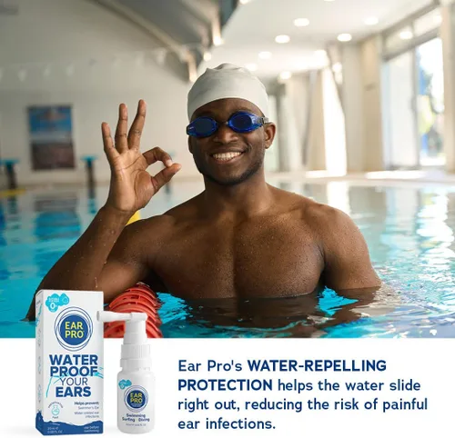 Vista 5 de EarPro - Aerosol natural para oídos para niños y adultos (0.7 onzas líquidas), bloquea el agua antes de nadar, surfear o bucear, reemplaza