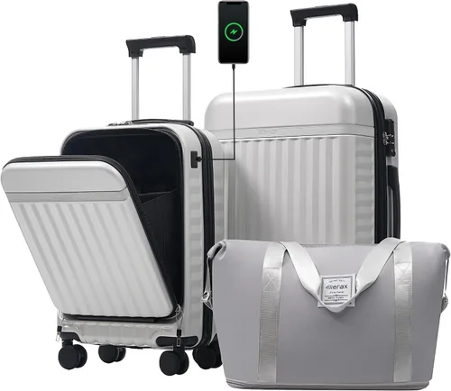 Vista 70 de Merax Equipaje Sets 2 piezas Hardshell 20&28 IN Maleta Set con bolsa de lona
