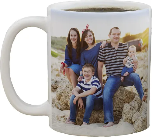 Vista 5 de Personalization Universe Taza de café personalizada con foto familiar de 11 oz.- Negro