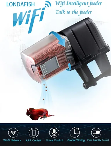 Vista 2 de LONDAFISH Comedero de pescado, plástico, múltiples mascotas Automatic Fish Feeder for Aquarium Auto Food Dispenser with Timer Fish Food Dispenser