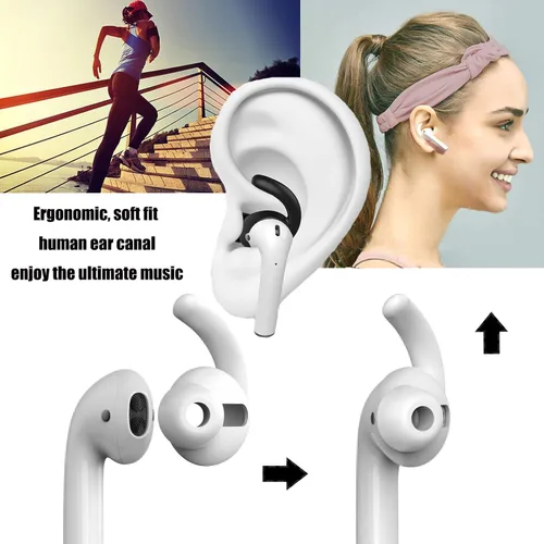 Vista 7 de 2 pares de ganchos para las orejas para AirPods, accesorios compatibles con auriculares AirPods 2 y AirPods 1 o EarPods, puntas de Airpod, ganchos