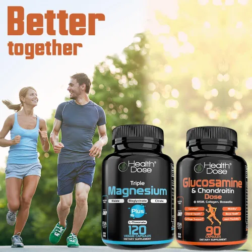 Vista 5 de Health Dose Triple Magnesium Complex 1000 mg Mezcla de L-treonato, bisglicinato, citrato y malato Apoyo para la relajación muscular, el sueño