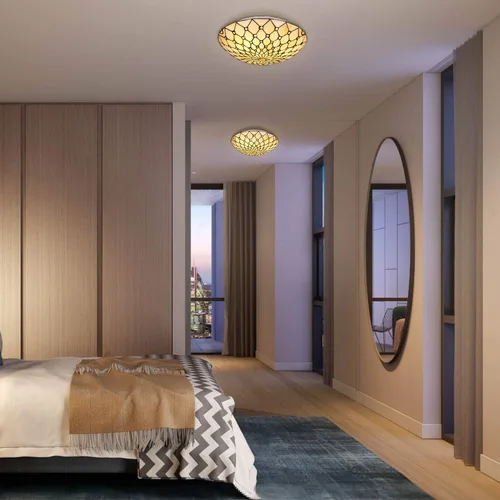 Vista 3 de ARTZONE Tiffany - Lámpara de techo empotrada de 3 luces de 16 pulgadas con vitrales para dormitorio, sala de estar, entrada, vestíbulo