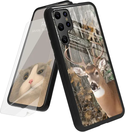 Vista 84 de Funda para Samsung Galaxy A12 5G con protector de pantalla, parte trasera de vidrio templado + TPU de silicona suave que absorbe los golpes