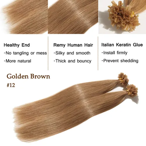 Vista 94 de SEGO Extensiones de cabello humano con micro cuentas, extensiones de cabello humano con micro bucle, lacio, natural, fusión fría, 1.76 oz/paquete