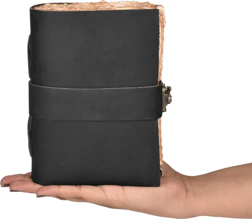 Vista 6 de LEATHER VILLAGE - Diario vintage encuadernado en cuero -negro mate de 13 x