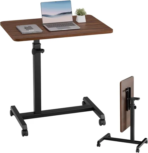 Vista 10 de GTPLAYER Escritorio de pie pequeño, mesa plegable de 24 pulgadas para computadora portátil con ruedas bloqueables, altura ajustable, mesa de noche
