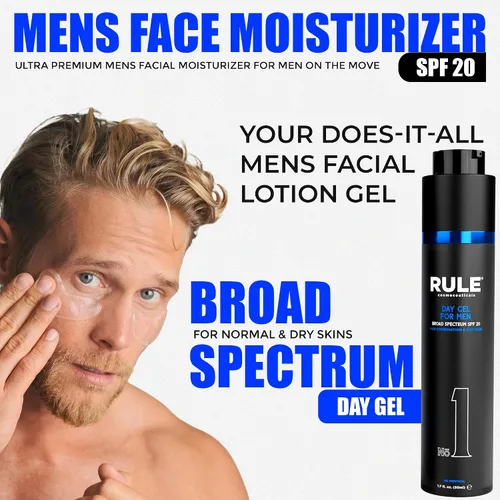 Vista 3 de No.1 Day Gel para hombres, hidratante facial antienvejecimiento 10 en 1 para reducir las arrugas, SPF 20, colágeno, vitaminas B, C y E, combinación