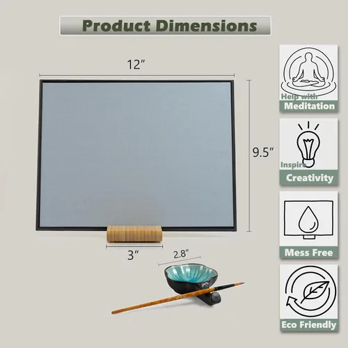 Vista 5 de AOVOA Zen Buddha - Tabla de pintura al agua con guía de dibujo y respiración, juego de arte relajante de dibujo de agua con pinceles y plantillas