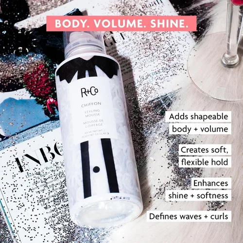 Vista 2 de R+Co CHIFFON Styling Mousse, 5.6 oz/165 mL, Serious Gaze Scent