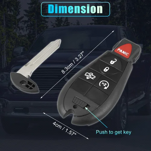 Vista 6 de X AUTOHAUX 2 piezas GQ4-53T 433Mhz reemplazo de proximidad inteligente sin llave remoto de entrada remoto para Dodge para Ram 1500 2500 3500
