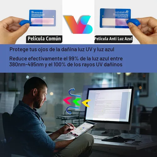 Vista 5 de KEANBOLL Panel protector de pantalla antiluz azul para monitor de computadora de 24 pulgadas, filtro de bloqueo de luz azul, protector antirreflejos