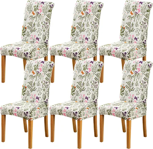 Vista 16 de HZDHCLH Juego de 4 fundas para sillas de comedor color burdeos, fundas elásticas de elastano para sillas Parsons, paquete de 4, fundas de asiento