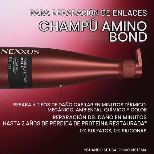 Vista 4 de Nexxus Champú Amino Bond para todo tipo de cabello dañado con aminoácidos y proteína de queratina 13.5 oz