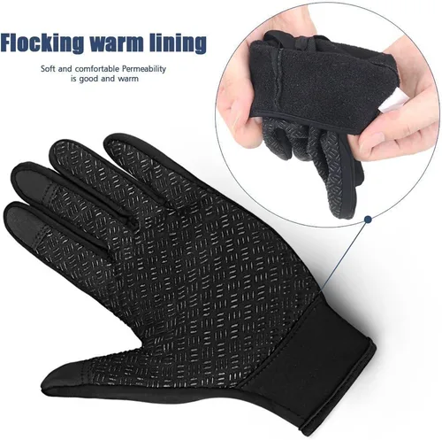 Vista 3 de Ytuomzi Guantes de invierno con pantalla táctil, guantes cálidos, guantes para clima frío, resistentes al viento, para ciclismo, conducción