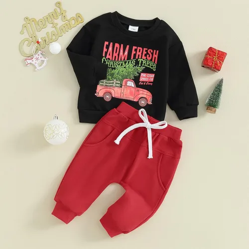 Vista 2 de Okbabeha Conjunto de sudadera de manga larga para el día de San Valentín para bebé niño y niño