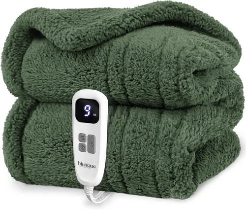 Vista 24 de Heated Blanket Electric Blanket Queen - Fast Heating Blanket Throw Dual Control Double Sided Sherpa with 10 Heating Levels & 2-10 Hours Auto Off